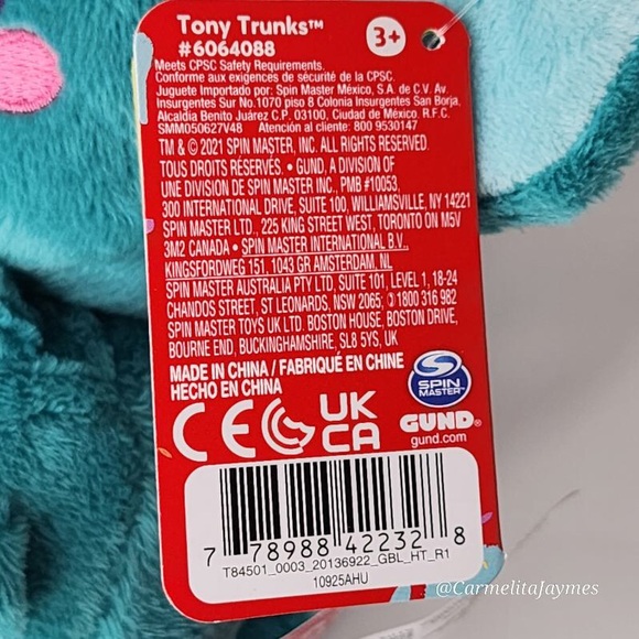 GUND 🐘 Drops Tony Trunks Teal Elephant Expressive Plush NWT - Picture 6 of 8